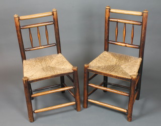 2 18th Century rush seat chairs