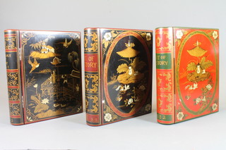3 lacquered trinket boxes in the form of books 12"