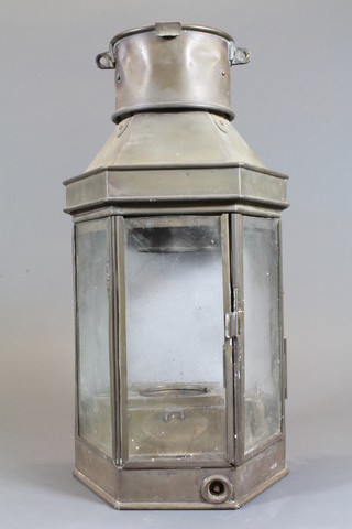 A brass ships masthead lantern converted for use as an electric  lamp 16"