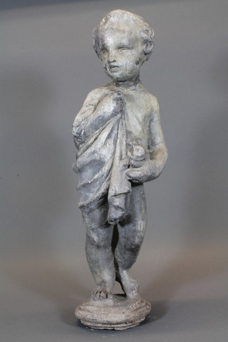 A lead figure of a standing cherub 21"  ILLUSTRATED