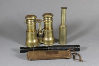 Thomas Bassnett, Liverpool, a pair of late Victorian brass field  binoculars together with 2 small monoculars