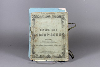 A Victorian drawing room scrap book album together with a collection of Continental coloured prints