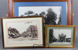 7 various reproduction black and white photographs of Old Horsham including Colgate Post Office, King & Barnes Brewery,  Horsham Station, Horsham Town Hall 1933 and Horsham Town  Hall