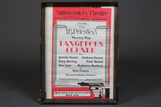 A framed theatre programme for the Ambassador's Theatre West  Street for J B Priestley's mystery play "Dangerous Corner"  signed by the Director Robert Gillespie 19"h x 14"w