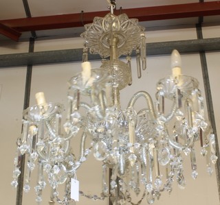 A Victorian style 8 light glass electrolier hung lozenges