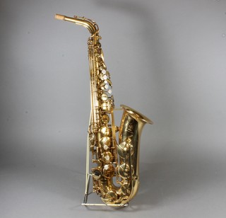 A brass saxophone by Yamaha