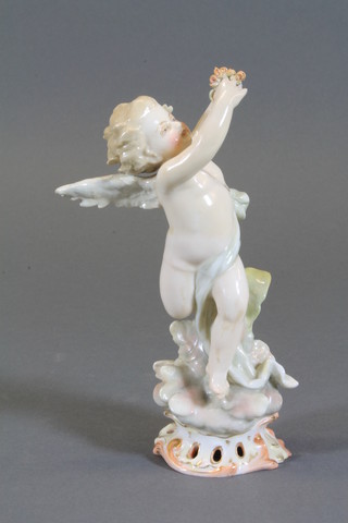 A Meissen style figure of a standing cherub 6", f,