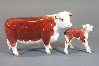 A Beswick Hereford cow, Champion of Champions 4" and 1  other Hereford calf 3"