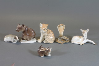 6 various Soviet Russian porcelain figures of animals