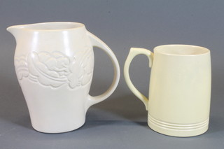 A Wedgwood Keith Murray yellow glazed tankard 4" and a white  glazed Susie Cooper jug 6"