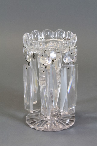 A 19th Century cut glass lustre 6"