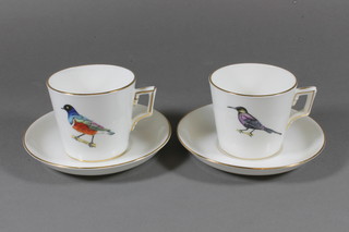 2 Hammersley & Co. porcelain tea cups, the base marked Roland  Ward Nairobi Kenya, decorated a Superb Starling and a Tacazee  Sunbird