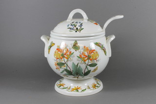 A Port Meirion Botanic Garden pattern twin handled tureen and cover with ladle
