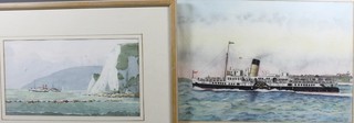 Jack Amey, 20th Century British School, watercolour on paper, study of a paddle steamer off a rocky coast line, signed 6.5"h x  11.5"w, together with 1 other pastel, study of the paddle steamer  Sand Down, signed J Boutell and dated 1946 10"h x 15"w