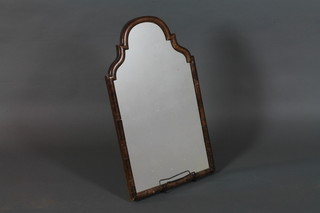 A Queen Anne style walnut wall mirror having broken arch topped cushion frame, 26"h x 15.5"w