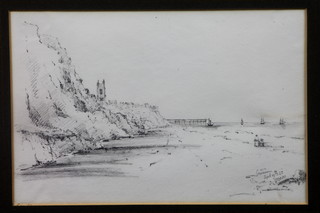 A 19th Century School pencil sketch "Cromer Beach" dated  August 43, monogrammed MEP 6.5"h x 10"w