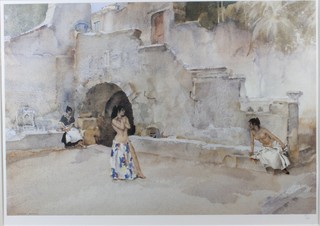 Sir William Russell Flint, a limited edition coloured print of  young women bathing, 70/650, 13.75"h x 20.25"w