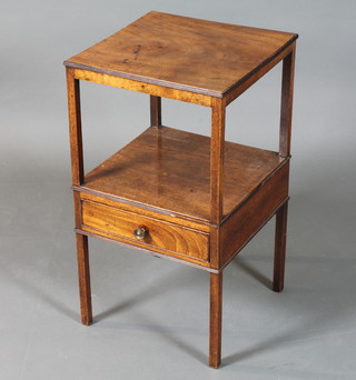 A George III mahogany 2 tier wash stand fitted single drawer,  raised on square legs 27"h x 15"w x 14.5"d