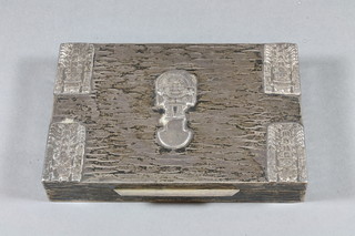 A rectangular planished Mexican silver cigarette box with hinged  lid marked 925