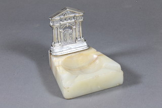 A silver and onyx ashtray in the form of a Portico marked Grosvenor House