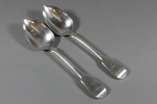 A pair of George IV silver fiddle pattern table spoons, London 1827, 4 ozs