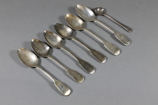 A Georgian silver Old English pattern mustard spoon and 3  silver fiddle pattern teaspoons and 3 "provincial" silver fiddle  pattern spoons marked TDGJLG 3 ozs