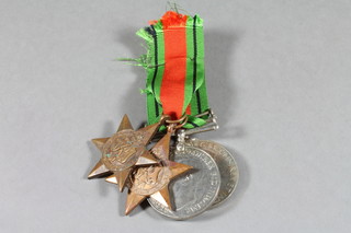 A group of 3 medals comprising 1939-45 Star, Italy Star,  Defence and War medal