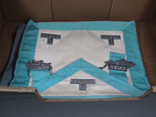 Masonic regalia comprising 3 Masters aprons, a Mark Master Masons apron and 1 other