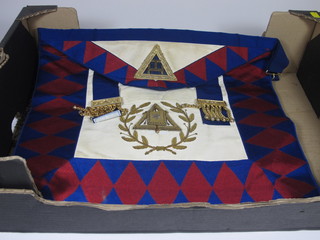 Masonic regalia comprising a Royal Arch Grand Officer's apron  - standard bearer and a mark Grand Officer's apron and collar