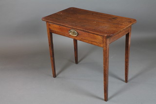 A George III mahogany side table, fitted frieze drawer, raised on square tapered legs 26.5"h x 32"w x 19"d