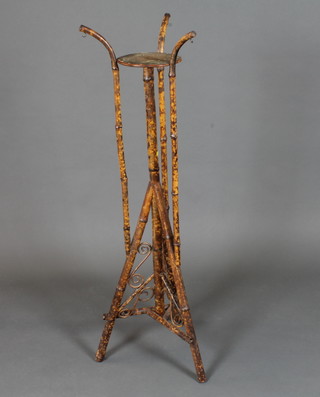 A Victorian bamboo jardiniere stand in the Aesthetic taste 48"h