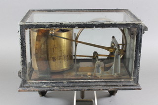 A late Victorian barograph, having cast iron supporting bracket 10"h x 10.5"w x 7"d