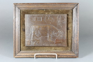 L Gerardy, a rectangular bronze plaque "Elle Donne !!!!" 6" x  7.5"