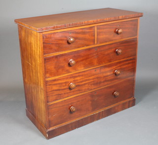 A Victorian mahogany chest fitted 2 short above 3 long graduated long drawers on plinth base, 44"h x 48"w x 22.5"d