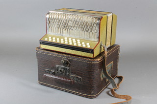 A Hohner Preciosa accordion with 8 buttons, cased
