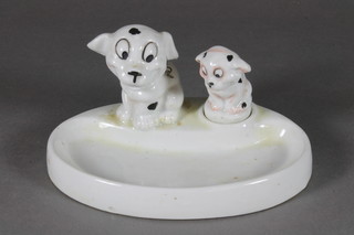 A humerous pottery condiment in the form of 2 seated dogs 2.5"  - f and r