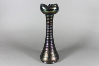A purple Art Glass club shaped vase 12"