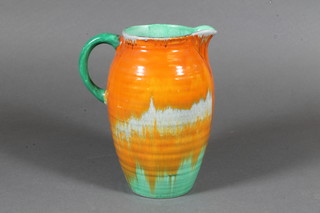 A Shelley orange and green glazed pottery jug 6.5"