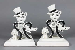 A pair of Sylvac limited edition desk ornaments decorated  standing gentleman and seated dog, base marked limited edition  1989 8"