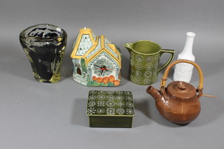 A Port Meirion Totem pattern jar and cover 5", 2 do. jugs and sugar bowl, an Art Pottery coffee service, Art Pottery vase and a  small collection of ceramics