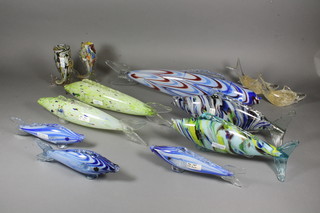 A Murano glass fish 21" and 7 other Murano glass fish etc