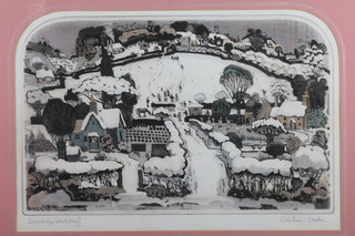 Graham Clarke, 20th Century British School, an artists proof coloured print "Snow Drop", study of a winter landscape 13.5"h  x 21"w