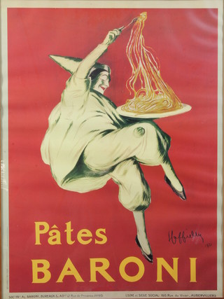 After Leonetto Cappiello, 1875 - 1942, a reproduction printed poster "Pates Baroni" 29.5"h x 22"w
