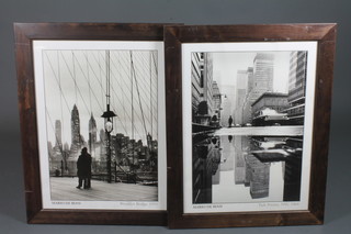After Mario De Biasi, 2 photographic prints of The Brooklyn  Bridge 1955 and Park Avenue New York City 1964, 27.5"h x 19.75w