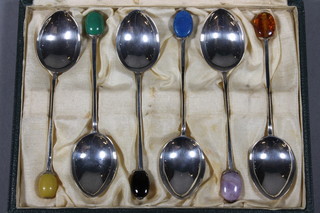 Liberty & Co, a set of 6 silver bean end coffee spoons  Birmingham 1929, boxed  ILLUSTRATED