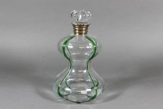 An Edwardian waisted glass decanter and stopper with silver rim, London 1901