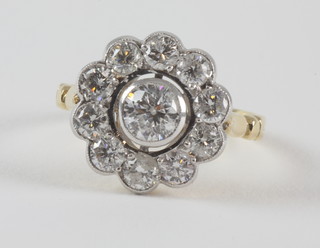 An 18ct white gold cluster ring set diamonds, approx 1.70ct