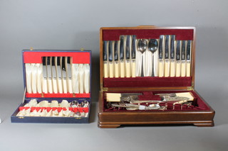 A canteen of silver plated Old English pattern flatware together  with a canteen of chromium plated Old English flatware