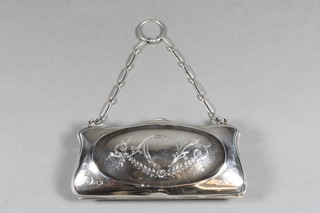A rectangular engraved silver purse, Birmingham 1917