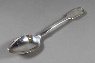 A Victorian Scots silver fiddle and shell pattern table spoon,  Edinburgh 1858 by Mackay & Chisholm 2 ozs